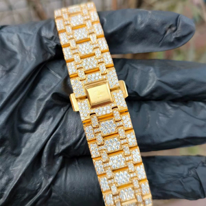 Montre de luxe pour homme à quartz glacé, zircon, acier inoxydable, mouvement mécanique glacé, cadran en verre, pour la mode et les affaires - Product Image 1