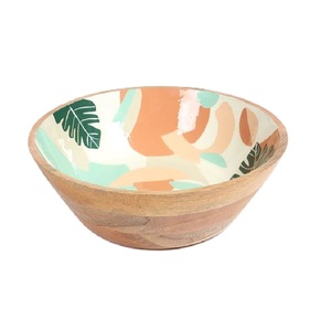 Recién Llegado: Tazón de Madera Natural Personalizable con Impresión Esmaltada para el Hogar, Tazón Redondo de Madera para Servir en la Cocina - Product Image 1