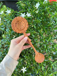 Vietnamese Handicraft Flower Wooden Unique Spoon Decorative Wooden Spoon for Restaurant Wood Loose Leaf Tea <b>Filter</b> Wood Spoon - Product Image 6