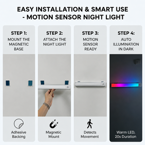 Rechargeable RGB <b>LED</b> Wall Lamp Cabinet Lamp Magnetic Mount <b>Motion</b> <b>Sensor</b> Color Changing Night <b>Light</b> for Bedroom CabinetStaircase - Product Image 5