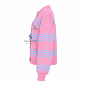 Suéter Casual Bordado de Manga Larga con Cuello Redondo y Botones para Mujer de la Hermandad Gamma Phi Delta - Product Image 3