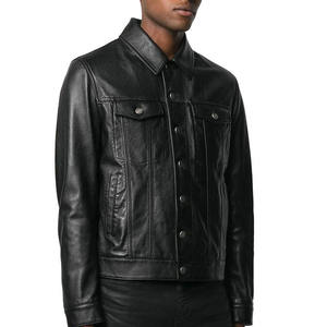Men's 100% Polyester Thick Leather Jacket Stand Collar <b>Covered</b> <b>Button</b> Patchwork Design Windproof Breathable Cotton Filled High - Product Image 3