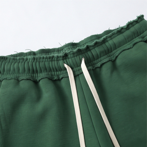 Pantalon de jogging pour homme à jambe large, bord brut, brodé, hiver, taille élastique avec cordon de serrage - Product Image 4
