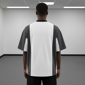 T-shirts pour hommes en coton tricoté 100% pour l'été, vêtements décontractés OEM/ODM, logo imprimé DTF personnalisé, coupe régulière bicolore, col rond, respirant - Product Image 3