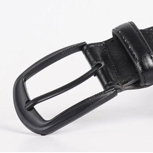Ceinture décontractée en cuir véritable, couleur unie, boucle en fer, robuste, style moulé d'une seule pièce - Product Image 3