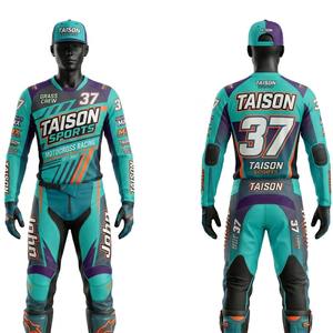 Maillot de motocross pour femme, premium, 180 GSM, polyester mesh respirant, rouge et noir, design graphique, sublimation, logo personnalisé - Product Image 2