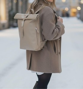 Elite Genuine Leather <b>Roll</b> Top <b>Backpack</b> Luxury Full Grain Cowhide Leather Bag For Men Business Travel Use LRTB-0130 - Product Image 5