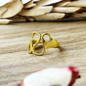 Anillo minimalista abstracto de alta demanda, joyería bohemia de latón para mujer, chapado en oro de 18k, anillo abierto liso para venta al por mayor/OEM/ODM - Product Image 6