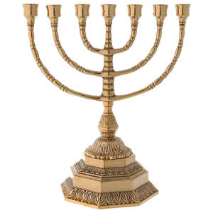 Vintage Jewish Menorah Brass Hanukkah <b>Candle</b> Holder Decorative Religious <b>Candle</b> Stand for Home Synagogue Table Display - Product Image 4