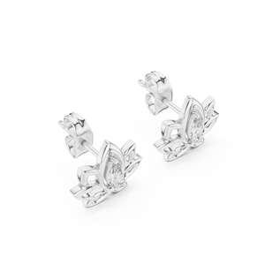 CELESTIAL LOTUS LAB GROWN DIAMOND STUDS SET IN 18KT SOLID WHITE GOLD FOR ENGAGEMENT WEDDING PARTY VALENTINE <b>GIFTING</b> DAILY USE - Product Image 3