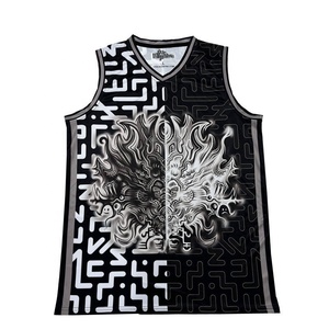 Maillot de basket-ball personnalisé en mesh sans manches, séchage rapide, respirant, impression par sublimation, pour entraînement sur le terrain - Product Image 1