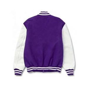 Vestes d'université vierges en gros pour hommes Vestes d'université en laine personnalisées Manches en cuir Veste de baseball universitaire unie et unie pour hommes - Product Image 2