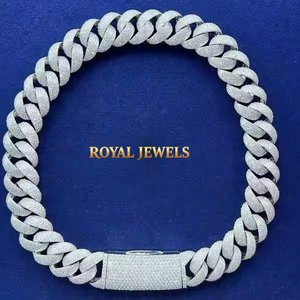 Ice Cubic Moissanite Diamond Cuban Link Chain <b>Necklace</b> Hip Hop Pave Clasp ChainJewelry for Men Women Party - Product Image 1