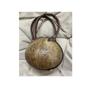 Bolsa de monedas de coco de fabricación de Vietnam/bolsa de monedero de coco redondo Natural con asa para regalo de recuerdo de fiesta de verano - Product Image 4