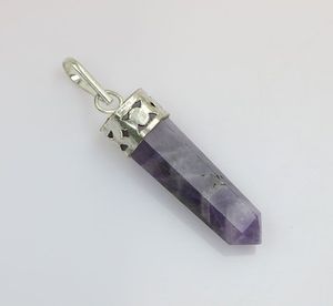 Collar con colgante de punto de lápiz de amatista natural, colgante de cristal de piedras preciosas de ágata, joyería de piedra hecha a mano, compra de ágata Aameena - Product Image 1