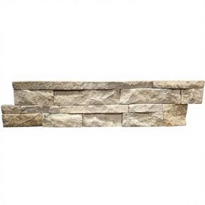 Revêtement mural extérieur en quartzite Buff Eta Gold TSF, pose sèche, surface flammée, résistant aux acides, design traditionnel, villa - Product Image 1