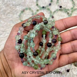 High Quality Handmade <b>Rainbow</b> Fluorite Bead <b>Bracelet</b> Natural Healing Crystal Stretch Women Men Meditation Energy Jewelry - Product Image 4
