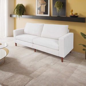 Divano Angolare in Pelle e Velluto a Coste Bianco Stile Moderno, Multifunzionale per Soggiorno o Ufficio - Product Image 3