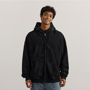 Sweat-shirt à capuche zippé intégral classique et confortable en mélange de coton, idéal pour la superposition au quotidien ou les activités de plein air - Product Image 2