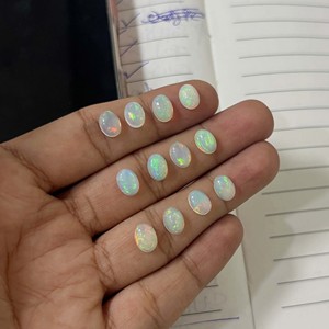 Lot de cabochons d'opale naturelle éthiopienne, forme ovale, multi-feu, pierres précieuses d'opale en vrac, taille calibrée pour la fabrication de bijoux, vente en gros - Product Image 3