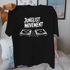Lista joven Movimiento Junglist con tocadiscos Camiseta de algodón puro Mujer ajuste cómodo - Product Image 1