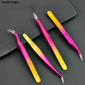 ชุดแหนบขนตาสแตนเลสปลายแหลมแบบโค้งตรงเคลือบหลายสี - Product Image 4