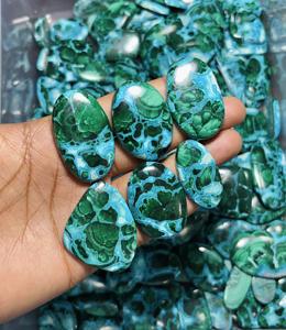 Pierres précieuses brutes 100 % naturelles en chrysocolle et malachite mélangées, cabochons pour la fabrication de bijoux, spécimen minéral en pierre brute - Product Image 4
