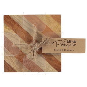 Juego de Posavasos Cuadrados de Madera de Lujo, Diseño Moderno con Rayas Diagonales, Antideslizantes, para Cocina y Comedor - Product Image 4