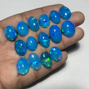 Ópalo Natural de Etiopía Welo, Corte Ovalado, Calidad Superfina, Tratado con Humo, Genuino, Cabujón de Ópalo, Azul Pryba Multicolor, Suelto, Octubre - Product Image 3