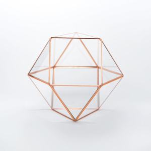 2025 Latest Multipurpose Glass Terrarium Decorative <b>Copper</b> Metal Rim Tempered Glass <b>Candle</b> & Plants <b>Holder</b> - Product Image 1