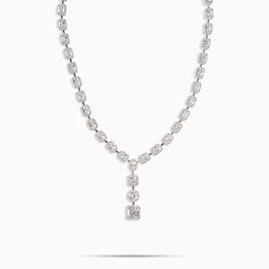 Luxury 925 Silver Brilliant Cut Hip Hop <b>Statement</b> <b>Necklace</b> Rhodium Plated Tennis Chain Unisex Party Jewelry - Product Image 6