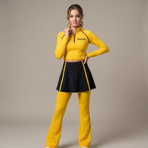 Modest Sportswear Set Women’s Comfortable Workout Apparel with Long Sleeve Athletic Crop Shirt Modest Sportswear Set - Product Image 1
