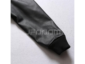 Blouson aviateur en cuir véritable pour homme, en cuir de vachette, fermeture éclair noire, coupe classique, vêtement d'extérieur d'hiver, streetwear, 320g - Product Image 5