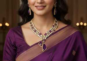 Collar de Moissanita Natural Multicolor con Cuentas Polki, Joyería Nupcial India, Collar Sabyasachi de Bollywood - Product Image 4