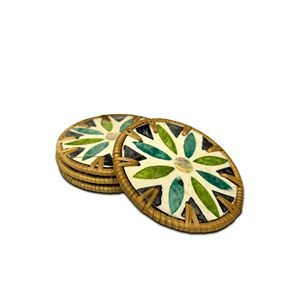 Wholesale Handmade Mother of Pearl Inlay Rattan <b>Drink</b> <b>Coaster</b> Decorative Coffee Tea Cup Mat <b>for</b> Home - Product Image 2