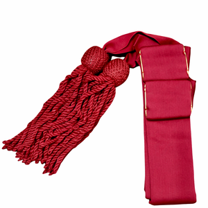 Ceremonial Waist Sash Belt Maroon <b>Red</b> Formal Dress Accessory with Matching <b>Red</b> Tassels Decorative Costume Parade Style Sash - Product Image 3