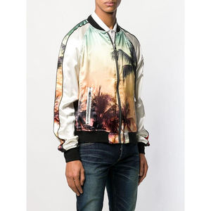 Chaqueta de béisbol Letterman de estilo casual para hombre, chaqueta universitaria completamente blanca de satén para hombre. - Product Image 3