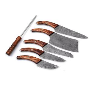Juego de Cuchillos de Chef Profesionales de Damasco de 6 Piezas con Mango de Palisandro, Colección de Cuchillos de Cocina para Carne, Venta al por Mayor, Suministro de Fabricante OEM - Product Image 1