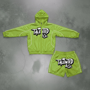 2026 Two Piece Windbreaker Short Jacket Set Patchwork Zip up Nylon Polyester Streetwear Tracksuit Men Windbreaker Short Set - Product Image 1