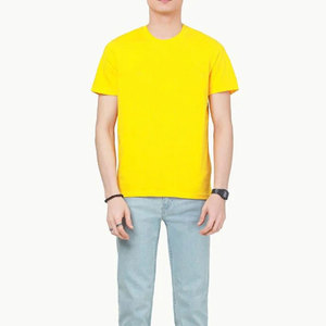 T-shirt pour homme, col rond, couleur jaune, coton doux, manches courtes, décontracté, léger, respirant, t-shirts de fitness d'été - Product Image 4