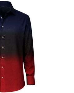 Camisa Formal Negra y Roja Ombre para Hombre, Algodón Premium, Manga Larga, Cierre de Botones, Estilo Casual Elegante, Fabricante OEM Personalizado, Suministro al por Mayor - Product Image 4