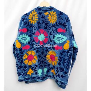 Luxury Cotton Velvet Embroidery Floral Pattern Eco-Friendly <b>Jacket</b> for Women Party & <b>Wedding</b> Wear - Product Image 6