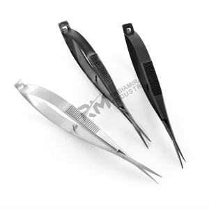 Best Ranking Product Silver Shin And Black Plasma Coated Color Stainless Steel Scissor Sharp Straight Tip Spring Scissor Set - Product Image 2