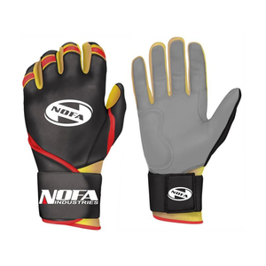 Guantes de Bateo de Cuero Personalizados en Negro/Blanco, Acolchados, con Cierre de Hebilla Ambidiestra y Tejido de Punto para Béisbol Adulto - Product Image 1