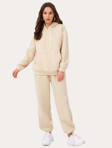Sweat-shirt à capuche hip-hop pour femmes grande taille avec logo personnalisé, motif à carreaux, en molleton de coton, ensemble de jogging pour l'hiver, survêtements - Product Image 4