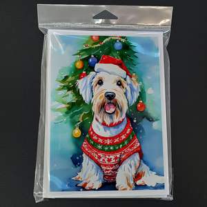 Whimsical A7 Size 5x7 Blank <b>Note</b> <b>Cards</b> Pack of 8 Sealyham Terrier Christmas <b>Greeting</b> <b>Cards</b> with Envelopes - Product Image 3
