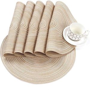 Set di 6 tovagliette in cotone e poliestere intrecciato da 15 pollici, resistenti al calore e lavabili, per cucina e tavola da pranzo - Product Image 3