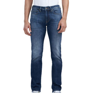 Pantalones Vaqueros de Mezclilla Lavada de Corte Recto y Ajustado para Hombre, Moda Urbana, Primavera-Verano, Ecológicos, Transpirables, 100% Algodón, Ligeramente Elásticos - Product Image 1