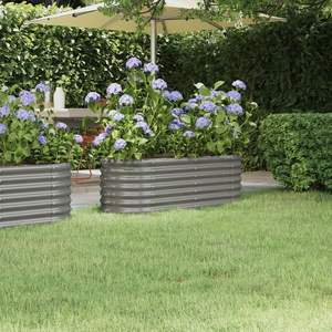 Jardinera Elevada Grande y Resistente de Acero con Recubrimiento en Polvo Gris, Macetas y Jardineras Duraderas - Product Image 1