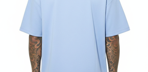 T-shirt Homme Uni Tricoté Lourd 300 GSM 100% Coton Coupe Oversize Épaules Tombantes Col Mock Rib Streetwear Vierge Vente en Gros - Product Image 6